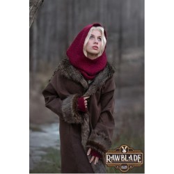 Burgundy Medieval Hood & Mittens Set