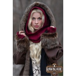 Burgundy Medieval Hood & Mittens Set