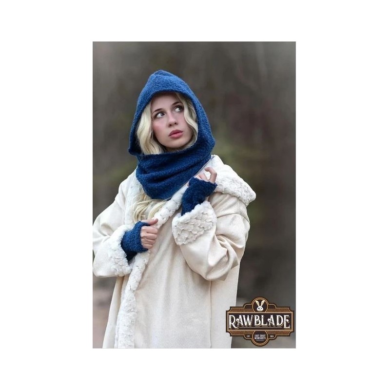 Blue Medieval Hood & Mittens Set Blue Medieval Hood & Mittens Set