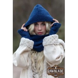 Blue Medieval Hood & Mittens Set