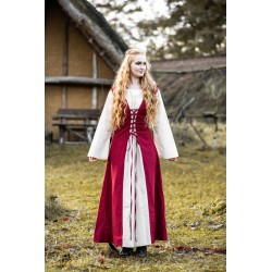 Vestido medieval "Genefe" Rojo/Natural