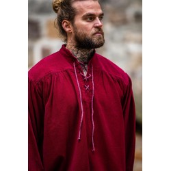 Típica Camisa medieval de cuello alto con cordones "Friedrich"