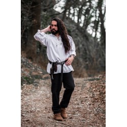 Típica Camisa medieval de cuello alto con cordones "Friedrich"