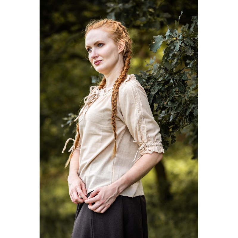Blusa medieval de manga corta "Sandra" Blanco Blusa medieval de manga corta "Sandra" Blanco