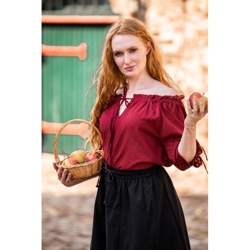 Blusa medieval de manga corta "Sandra" Blanco Blusa medieval de manga corta "Sandra" Blanco